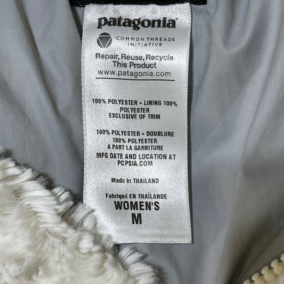 Patagonia Pelage Fleece Jacket M Medium Cream Fuzzy Double Breasted - Picture 6 of 9